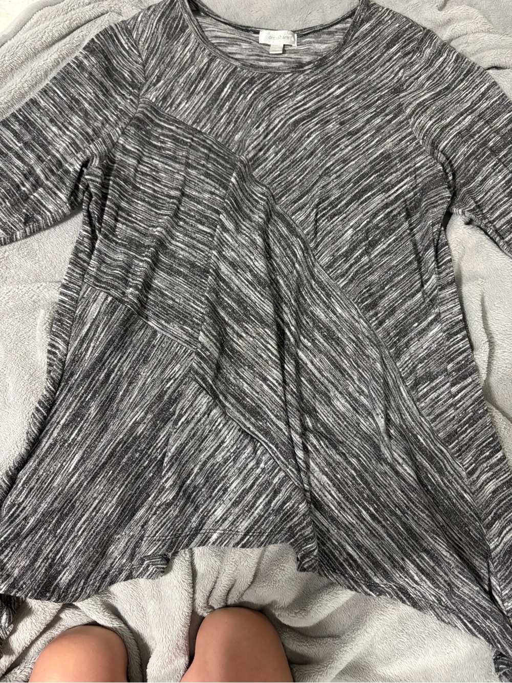 Dress Barn Black & Gray Asymmetrical Layered Knit Tunic
